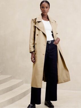 Banana Republic Tan Double-Breasted Trench Coat